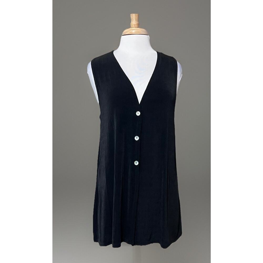 UNIQUE Black Vintage 90s Witchy Goth Half Button Tunic Tank Top Large